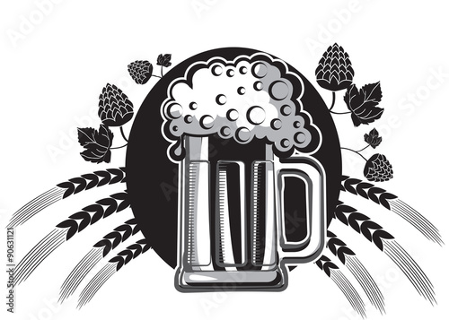 Glasses of beer.Vector  symbol of Illustration for design