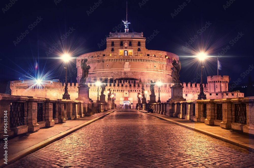 St Angel Castle Rome Night