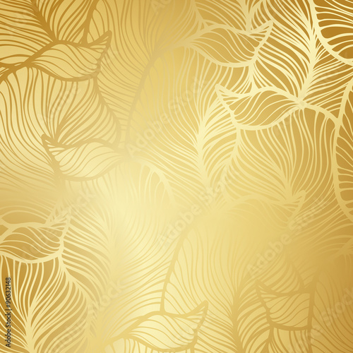 Luxury golden floral wallpaper