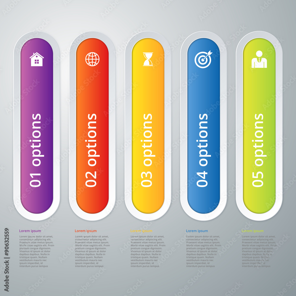 Vector illustration infographic five options Vector illustration infographic five options
