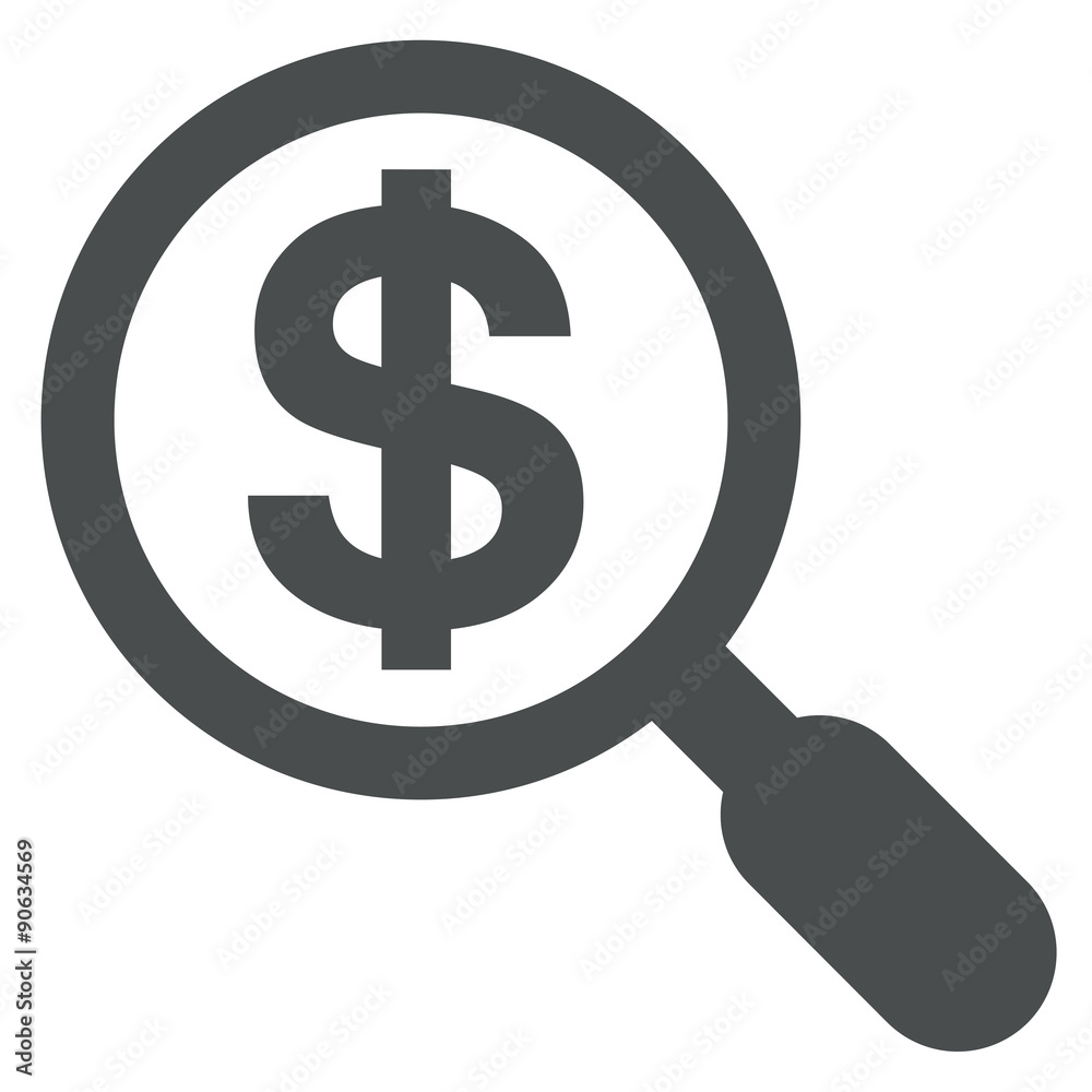 Icono aislado busqueda dolar gris Icono aislado busqueda dolar gris
