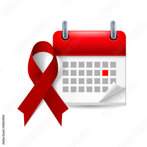Burgundy awareness ribbon and calendar