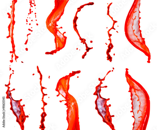 splash of red paint isolated on white background, set