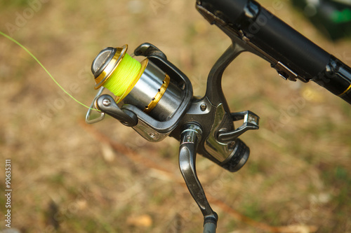 reel the bait close-up, outdoors