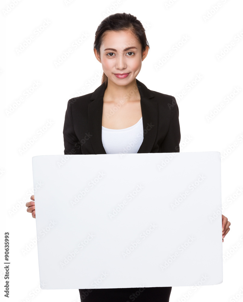 Businesswoman show with the white board Businesswoman show with the white board