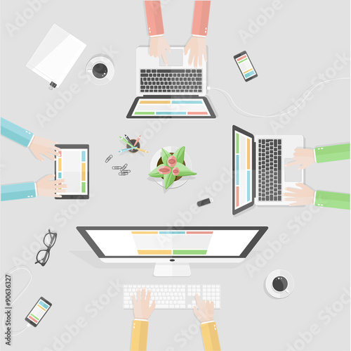 Office Desk Startup Business Computer Laptop