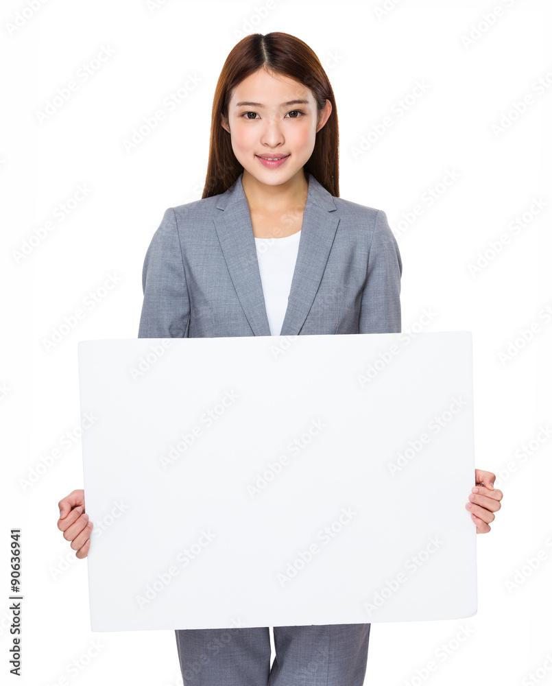 Asian Young businesswoman show with the white board Asian Young businesswoman show with the white board