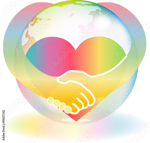 ハート型に手をつなぐ 虹色の地球 Stock ベクター Adobe Stock