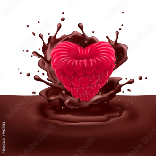 Raspberry heart with chocolate