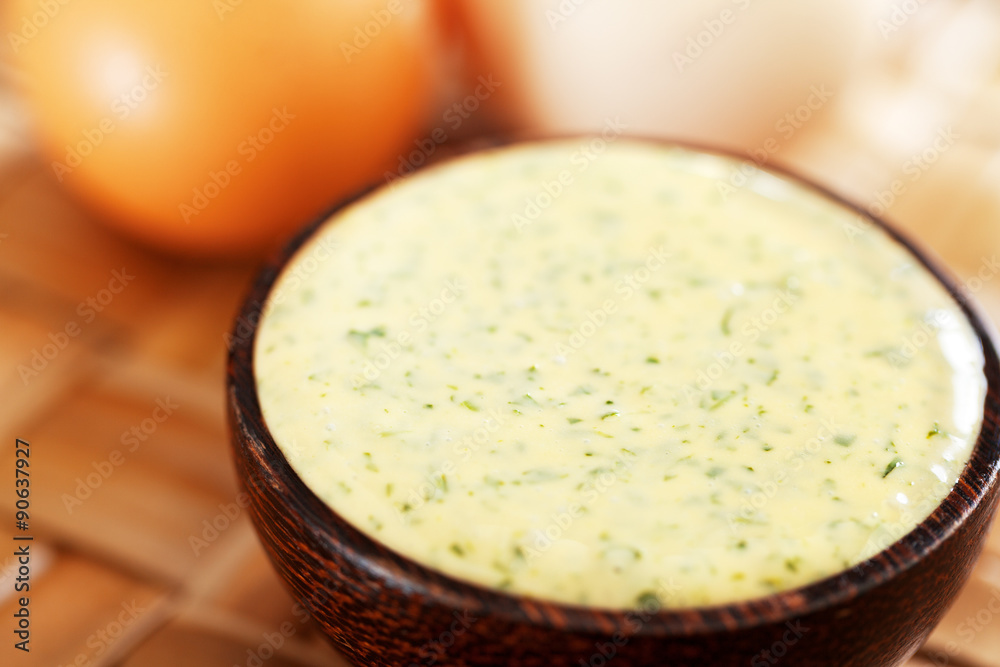 Homemade mayonnaise with parsley Homemade mayonnaise with parsley