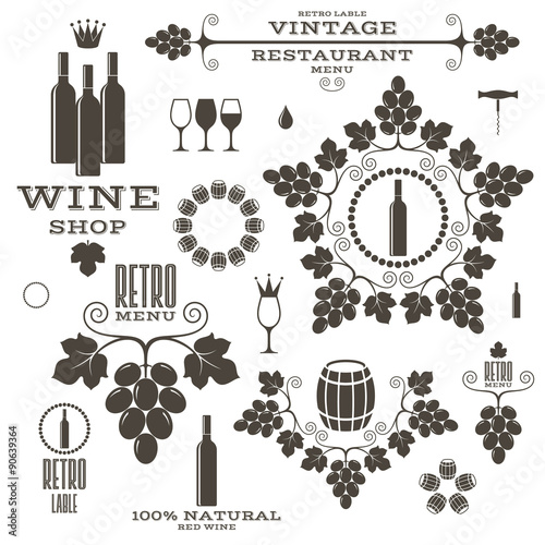 Wine. Vintage. Isolated labels and icons