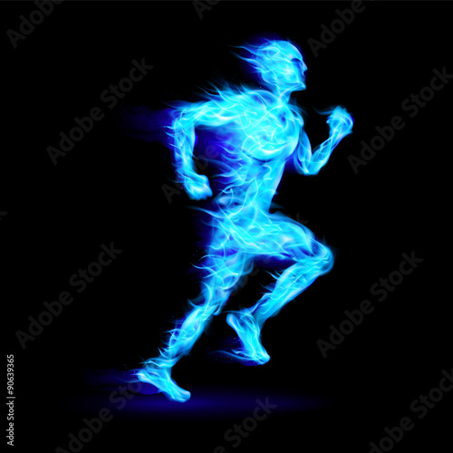 Blue fiery running man © Dvarg