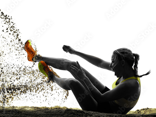 woman long jump isolated silhouette photo