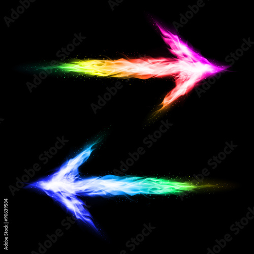 Colorful blazing arrows