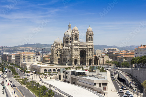 View of the historic Cathedral de la Major, in Marseille, France 