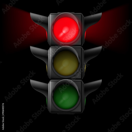 Traffic light with red on