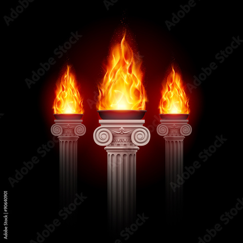 Columns with fire