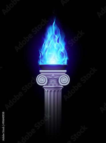 Column with blue fire