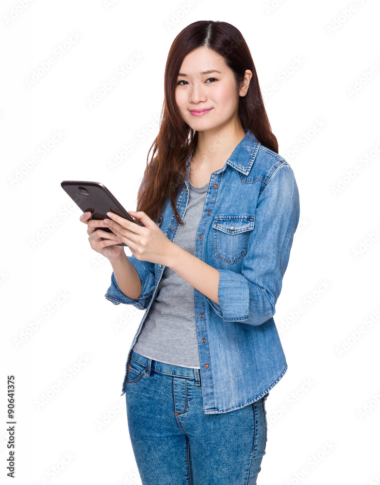 Young woman use of the digital tablet Young woman use of the digital tablet
