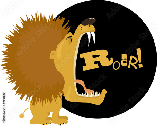 Cartoon lion roaring, vector illustration, no transparencies, EPS 8
