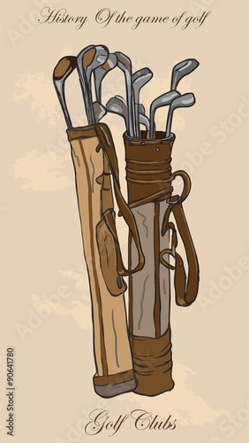 Vintage golf and golfers - freehand into vector