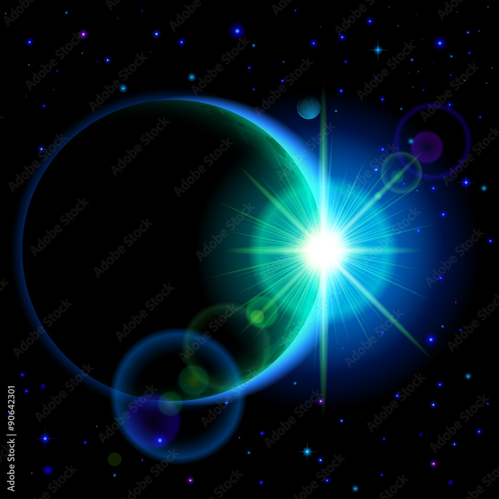 Obraz premium Dark planet with flare