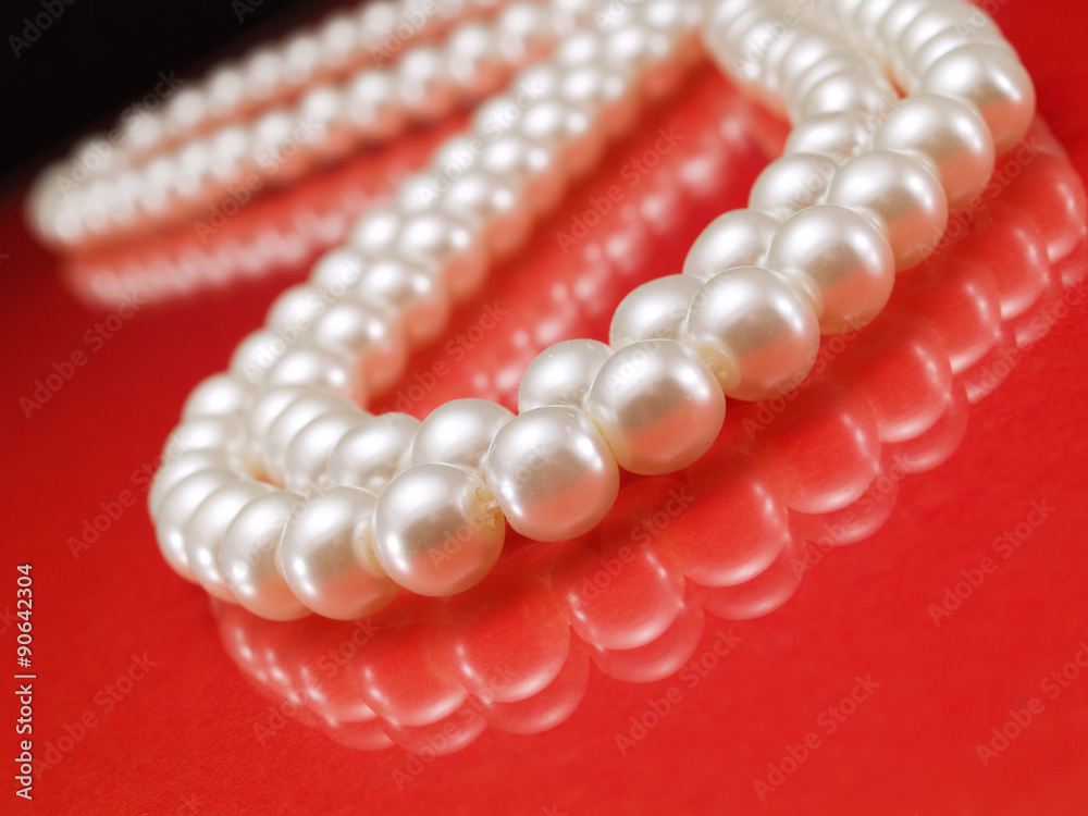 Pearls on red Pearls on red
