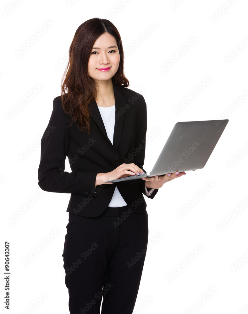 Businesswoman use of the laptop computer Businesswoman use of the laptop computer