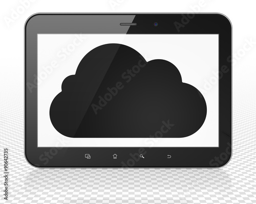 Cloud technology concept: Tablet Pc Computer with Cloud