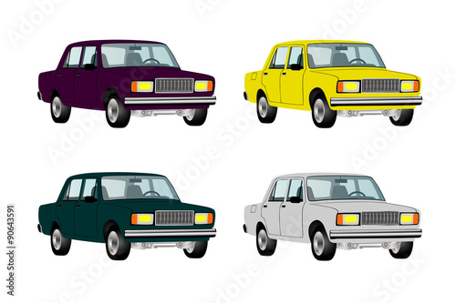 A Russian-made car in a vector on a white background.Car logo.Russian car vector illustration.
