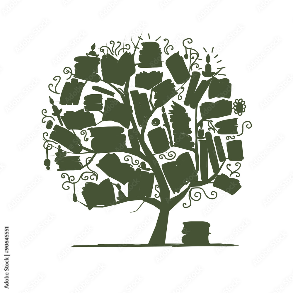 Book tree, sketch for your design Stock Vector | Adobe Stock