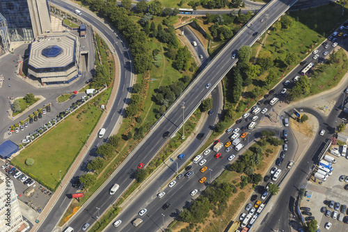 Road junction in Istanbul.View from the Tower of Istanbul Sapphi