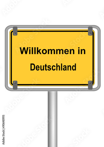 Schild Willkommen in Deutschland