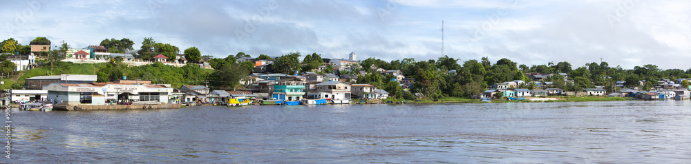 Panorama of a village on the Amazon River in Brazil Panorama of a village on the Amazon River in Brazil