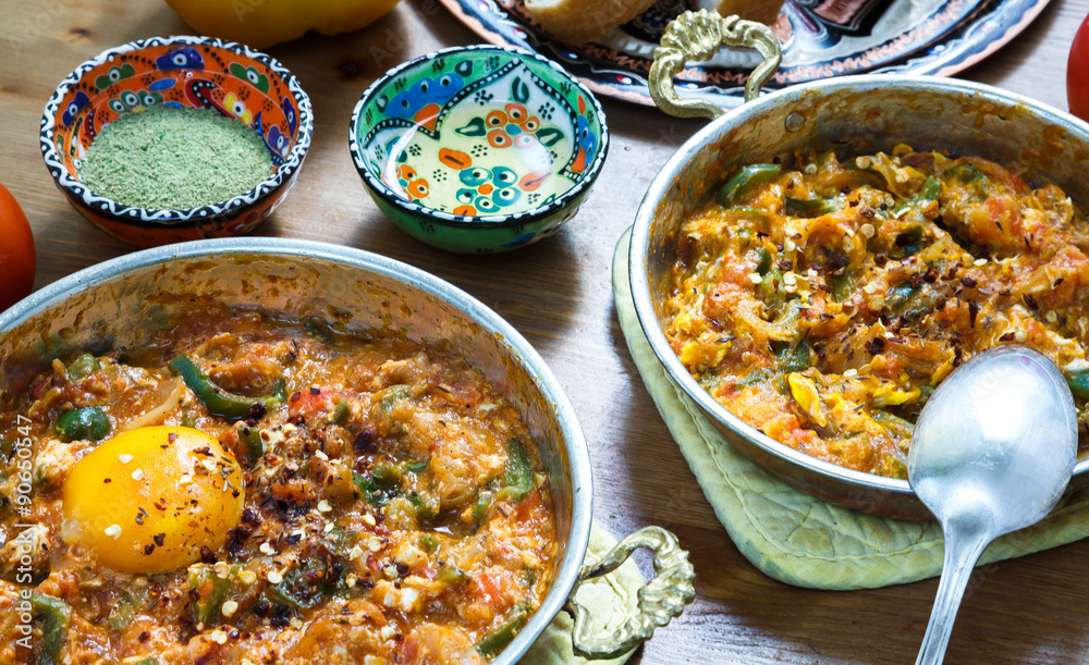 Turkish Menemen egg, tomatos, pepper Turkish Menemen egg, tomatos, pepper