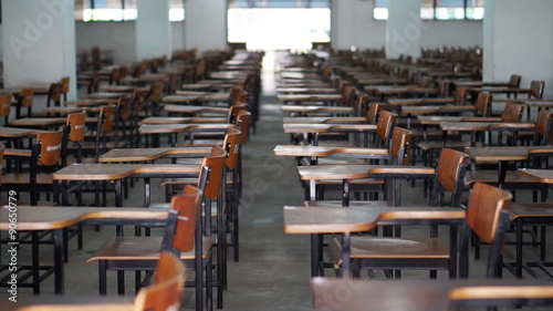 video of empty test exam room. Abstract education and competition
