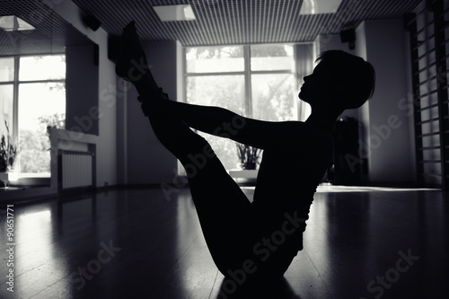 Wallpaper Mural fitness girl yoga silhouette in the room Torontodigital.ca