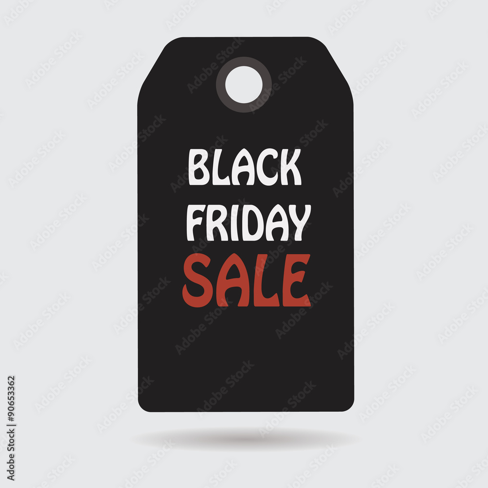 Black friday sale realistic paper price tag. Label. Vector illustration
