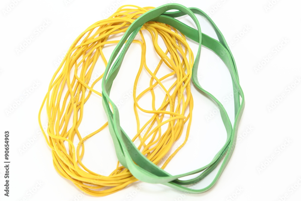 Several rubber bands isolated on white background Several rubber bands isolated on white background