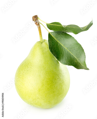 green pear isolated on the white background