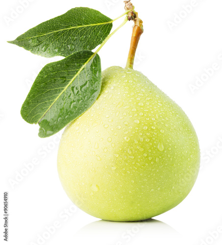 green pear isolated on the white background