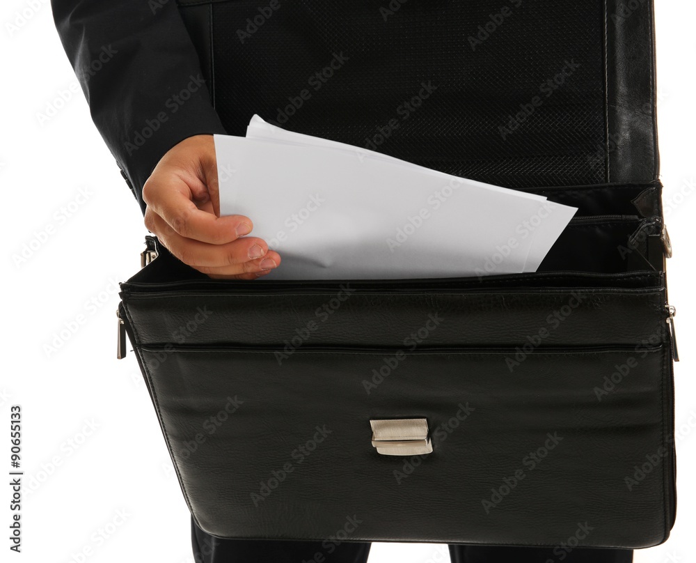 Elegant man in suit with briefcase close up Stock Photo | Adobe Stock