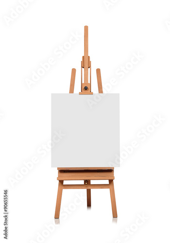 blank canvas on a wooden easel