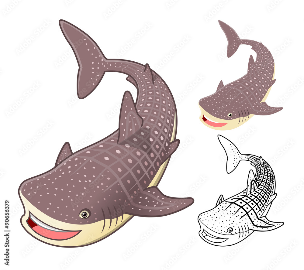 Obraz premium High Quality Whale Shark Cartoon Character Include Flat Design and Line Art Version