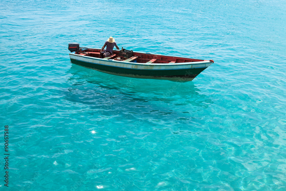 Traditional fisher boat in Santa Maria  in Sal Island in Cape Ve