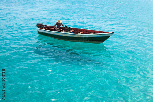Traditional fisher boat in Santa Maria  in Sal Island in Cape Ve