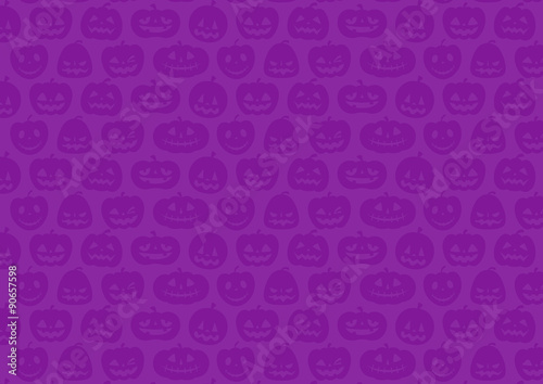 ハロウィン：かぼちゃの背景（紫）横