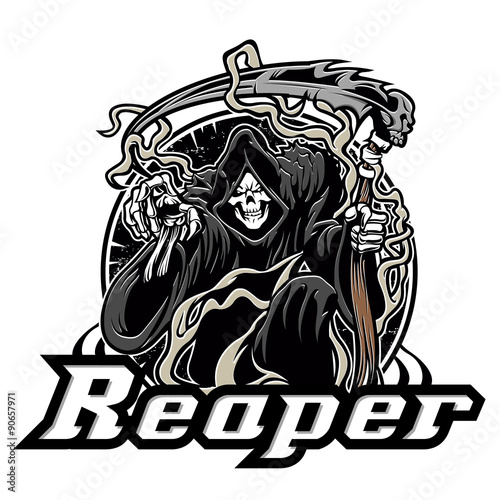  Illustration of grim reaper on white background
