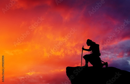 Fotografie, Obraz Samurai na vrcholu hory. Koncepční návrh.