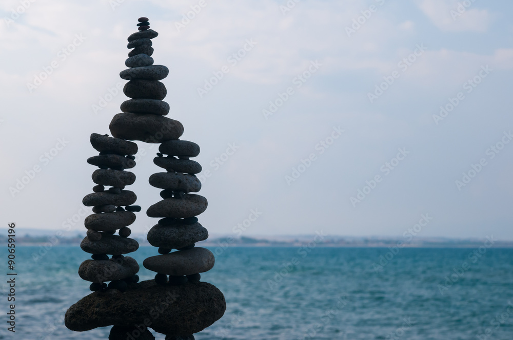 Obraz premium Stone pile in a beach